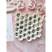 Feyza Design Harf Kesici ve Damga Seti, 15 Cm, Kurabiye ve Pasta Süsleme Aracı - Antrasit