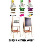 Feyza Design Manyetik Ahşap Çocuk Yazı Tahtası, Eğitici ve Renkli Tasarım - Ahşap - Ceviz - Seçenek 1