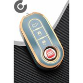 Fiat 500 Doblo Fiorino Punto Ducato Bravo Panda Tpu Anahtar Kılıfı (1 Adet) - Mavi - Gold