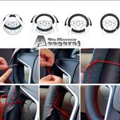 Fiat Egea Uyumlu Direksiyon Kilifi Dikmeli Noktali-Nubuk Mavi Yuzuklu