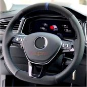 Fiat Linea Uyumlu Dikmeli Direksiyon Kilifi Nokta Desenli Alkantra Mavi Yuzuklu