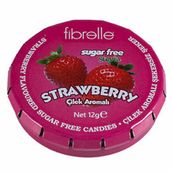 Fibrelle 12 gr Stevialı Şekersiz Çilekli Şeker (3 adet)