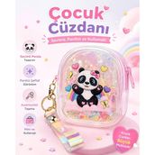 Figürlü Kız Çocuk Cüzdanı Anahtarlık Şefaf Simli Jelli Şık Ölçüleri=10.5X8.5x3.5 Cm