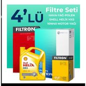 Filtron Fiat Punto 1.4 Benzinli Shell Motor Yağlı 2005-2011 4'lü Filtre Bakım Seti