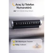 Fine Clean Siyah Metal Görünümlü Araç İçi Telefon Numaratörü , Çevirmeli Park Numaratör Yapışkanlı