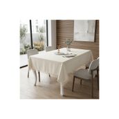 Finezza 150x210 cm Asos Keten Polyester Jakarlı Kumaş Krem Masa Örtüsü