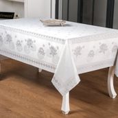 Finezza 160x220 cm Nilüfer Lüx Jakar Kumaş Gri Dikdörtgen Masa Örtüsü