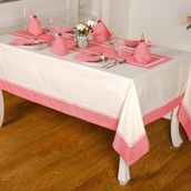 Finezza 160x230 cm 17 Parça 8 Kişilik Armine Pamuk Kumaş Krem Kırmızı Sofra Takımı
