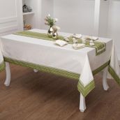 Finezza 170x230 cm 18 Parça 8 Kişilik Armine Pamuk Pembe Peçeteli Sofra Takımı