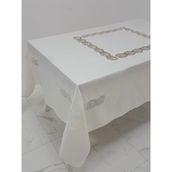 Finezza 170x330 cm Bahar Lüx Dantelli Krep Kumaş Krem Dikdörtgen Masa Örtüsü