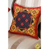 Finezza 45x45 cm 2'li Belize Baskılı Kumaş Kırmızıya Siyah Kırlent Kılıfı
