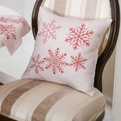 Finezza 45x45 cm Kartanesi Baskılı Kumaştan Beje Kırmızı Kırlent