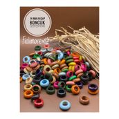 Fiolimore 14 Mm Karışık Renkli Ahşap Boncuk Yassı Yüzük Tahta (25 GRAM 80 ADET) Delik Çapı 8 Mm Makrome Takı