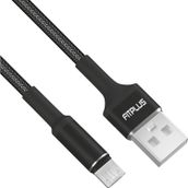 FitPlus Round RS-101 3A 1 mt Örgü - Siyah Micro Usb Data/Şarj Kablosu