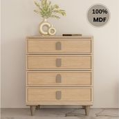 Flances Karanfil 4 Çekmeceli Mdf Şifonyer - Meşe