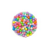 Flea Market 10Mm Pastel Karışık Renkli Yuvarlak Plastik Boncuk, Takı Yapım Boncuğu (25Gr,~45Adet)