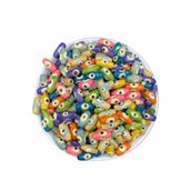 Flea Market 14X7 Mm Ahşap Arpa Model Nazar Boncuk (25 Gram Ort 90-100 Adet) Delik Çapı 3 Mm Renkli Karışık