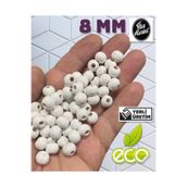Flea Market 8 Mm Beyaz Renk Ahşap Boncuk - 100 Gram (0Rt 330-400 Adet)