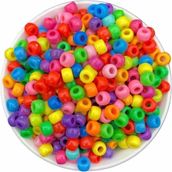 Flea Market Geniş Delikli Karışık Renkli Plastik Boncuk,9X6Mm Yassı Silindir Model Takı Boncuğu (25Gr,~60 Adet)