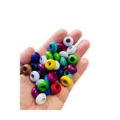 Flea Market Renkli Ahşap Burger Boncuk ~ En 8Mm, Çap 15Mm ~ 50 Adet