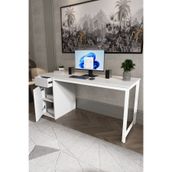 Flinder Beyaz 160X60 CM Çalışma Masası, Bilgisayar Masası, Ofis Masası Çekmeceli, Dolaplı, Raflı