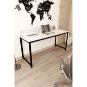 Flinder Çalışma Masası Bilgisayar Masası Ofis Masası 60x160 | Beyaz – Siyah Ayak