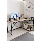 Flinder Merkür Renk Raflı Çift Yöne Uygun, Bilgisayar Masası, Ofis Masası, Çizim Masası, L Masa Fl-M-Lm-Ms