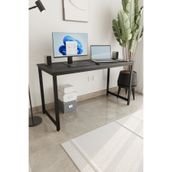 Flinder Siyah 140x60 Çalışma Masası, Bilgisayar Masası, Ofis Masası, Metal Ayaklı