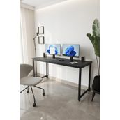 Flinder Siyah Çalışma Masası 160x60, Bilgisayar Masası, Ofis Masası, Metal Ayaklı