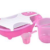 Flipper Bebek Banyo Küvet Seti - 4'lü Bebek Banyo Küveti (açık pembe)