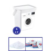 Flosoft QBox 6 lt Kapaklı Kulplu Deterjan Saklama Kutusu
