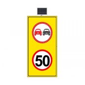 FM Trafik 70 km/h LED'li Sarı Zemin 1000x2040 mm Sollama Yasak LED'li Hız Limiti