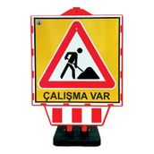 FM Trafik 90x60x48 cm Katlanır Uyarı Levhalı Bariyer Çalışma Var