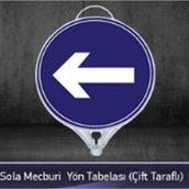 FM Trafik Çift Taraflı Sola Mecburi Yön Tabelası