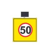 FM Trafik Sarı Zemin 1000x1000 mm Güneş Enerjili Hız Limiti 50 Km/H