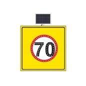 FM Trafik Sarı Zemin 1000x1000 mm Güneş Enerjili Hız Limiti 70 Km/H