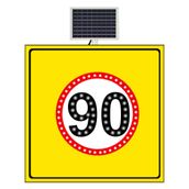 FM Trafik Sarı Zemin 1000x1000 mm Güneş Enerjili Hız Limiti 90 Km/H