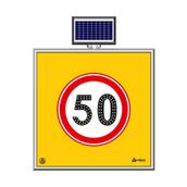 FM Trafik Solar Ledli 100X100 cm 50 kmh Yol Bakım Levhası