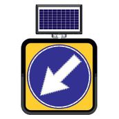 FM Trafik Solar Ledli 60X60 cm Sola Mecburi Yön Yol Bakım Levhası