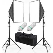 Fototek 50 x 70 cm Softbox 2'li Sürekli Işık Seti Strobist Set Taşıma Çantalı 2'li Ampul