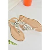 Fox Shoes M272006009 Ten Taşlı Parmak Arası Kadın Sandalet