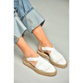 Fox Shoes S4040101 06 Dantel Kumaş Espadril Beyaz Kadın Sandalet