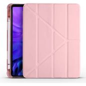 Fuchsia Apple iPad 10.9 inç 2022 10.nesil Uyumlu Kılıf Kalemlikli Katlanabilen Standlı Akıllı Tablet Kılıfı - Rose Gold