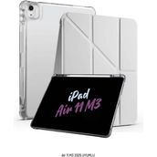 Fuchsia Apple iPad Air 11 Inç 2025 M3 Çip Uyumlu Kalem Bölmeli Standlı Tri Folding Fuchsia Tablet Kılıfı - Gri