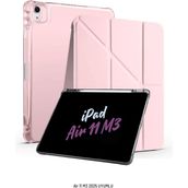 Fuchsia Apple iPad Air 11 Inç 2025 M3 Çip Uyumlu Kalem Bölmeli Standlı Tri Folding Fuchsia Tablet Kılıfı - Rose Gold