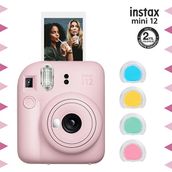 Fujifilm Instax Mini 12 Pembe Fotoğraf Makinesi ve 4'lü Renkli Lens Seti