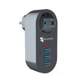 Fulltech FTR-07 3xUSB Akıllı Termal Akım Korumalı Priz Siyah