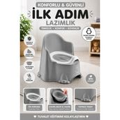 Funny Life Comfort Ilk Adım Çocuk Lazımlık Çıkarılabilir Hazneli Kaymaz Tabanlı Ergonomik Klozet Eğitimi - Gri