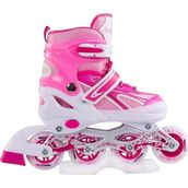 Furkan Toys F-Sports Ayarlabilir 2+2 Işıklı Metal Pembe Beyaz Alıştırma Pateni