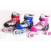Furkan Toys Kırmızı Siyah F-Sports 2+2 Ayarlanabilir Ön Tekerleği Işıklı Çantalı Metal Alıştırma Pateni